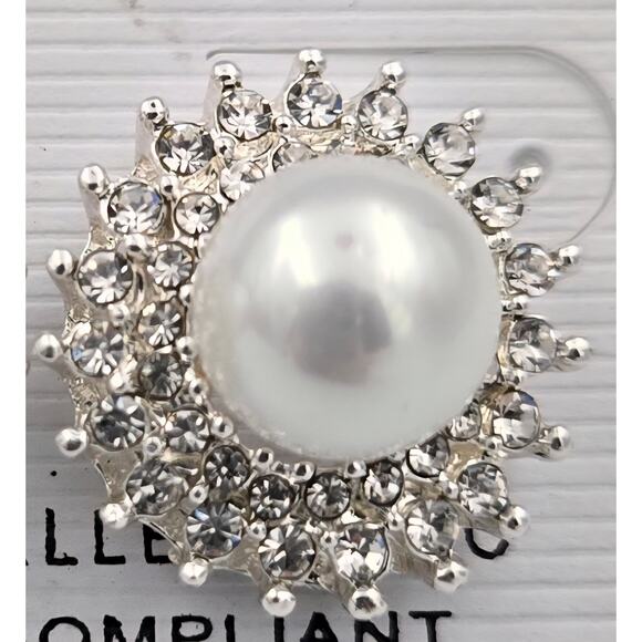 Charlestone Hypo Allergenic Faux Pearl and Rhinestone Earrings NEW - Picture 2 of 6